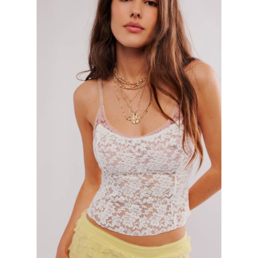 NWT Free People All Day Lace Cami / Bright White / Size XS